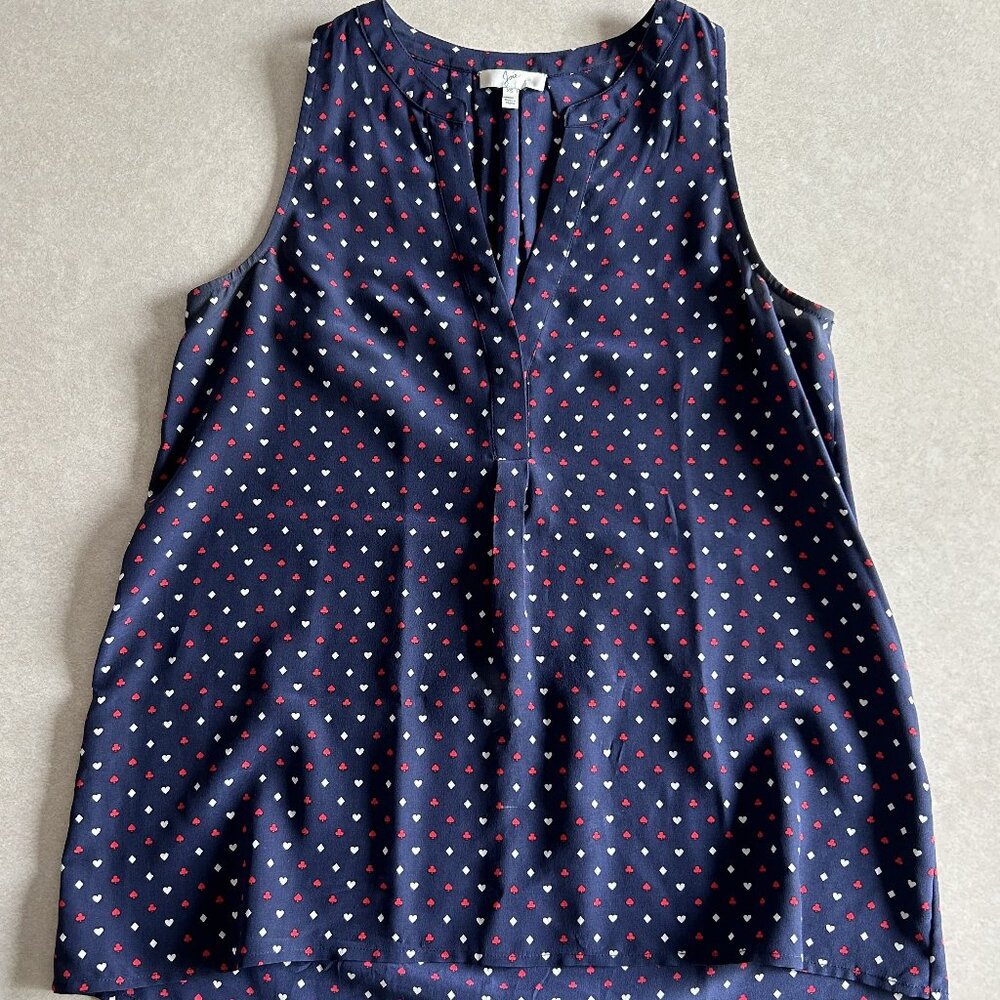 🏷️SALE 🏷️ Joie Aruna Playing Cards Silk Printed Tank Blouse ASO Elena Gilbert - Picture 3 of 10